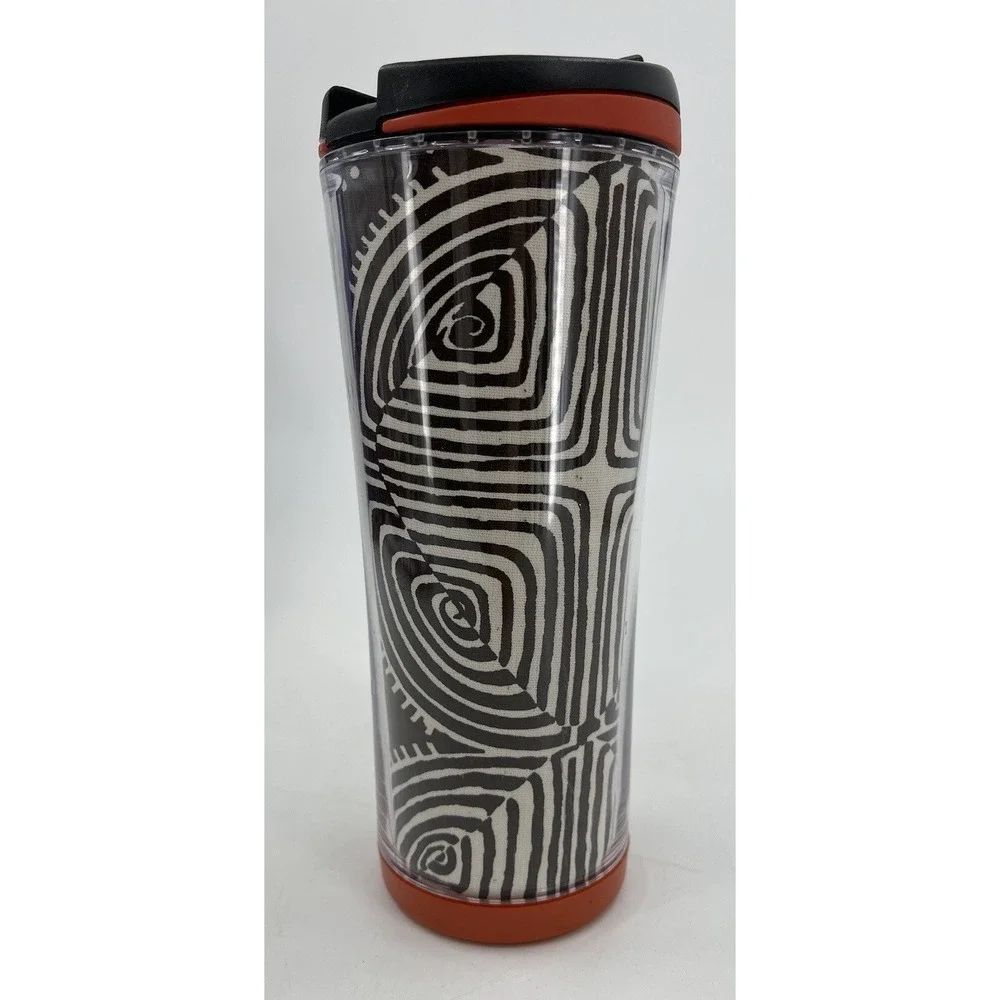 Starbucks Coffee 2007 16oz Animal Zebra Travel‎ Tumbler Brown Burnt Orange Rare